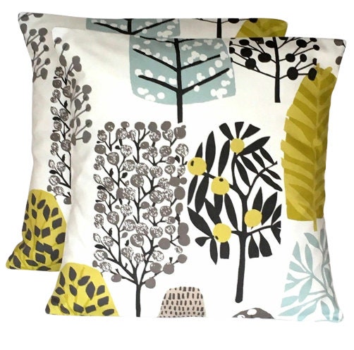 Table Runner 36" 48" 54" 60" 64" 72" 84" 96" 104" Clarke & Clarke Chartreuse Charcoal Green Tree Blossom Design Handmade 100% Cotton