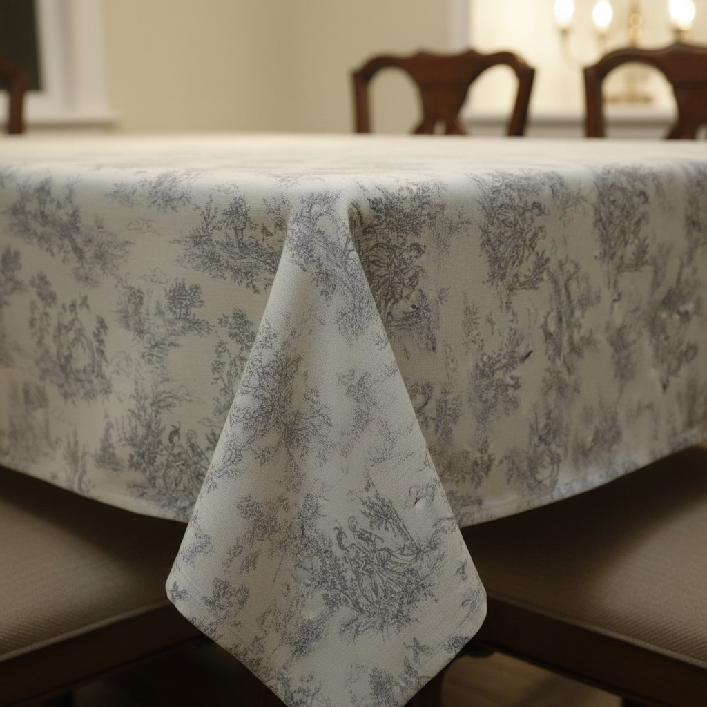 Toile de Jouy Tovaglia vintage grigia francese