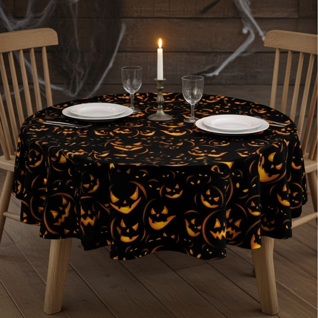 Spooky Lantern Pumpkins Halloween Tablecloth