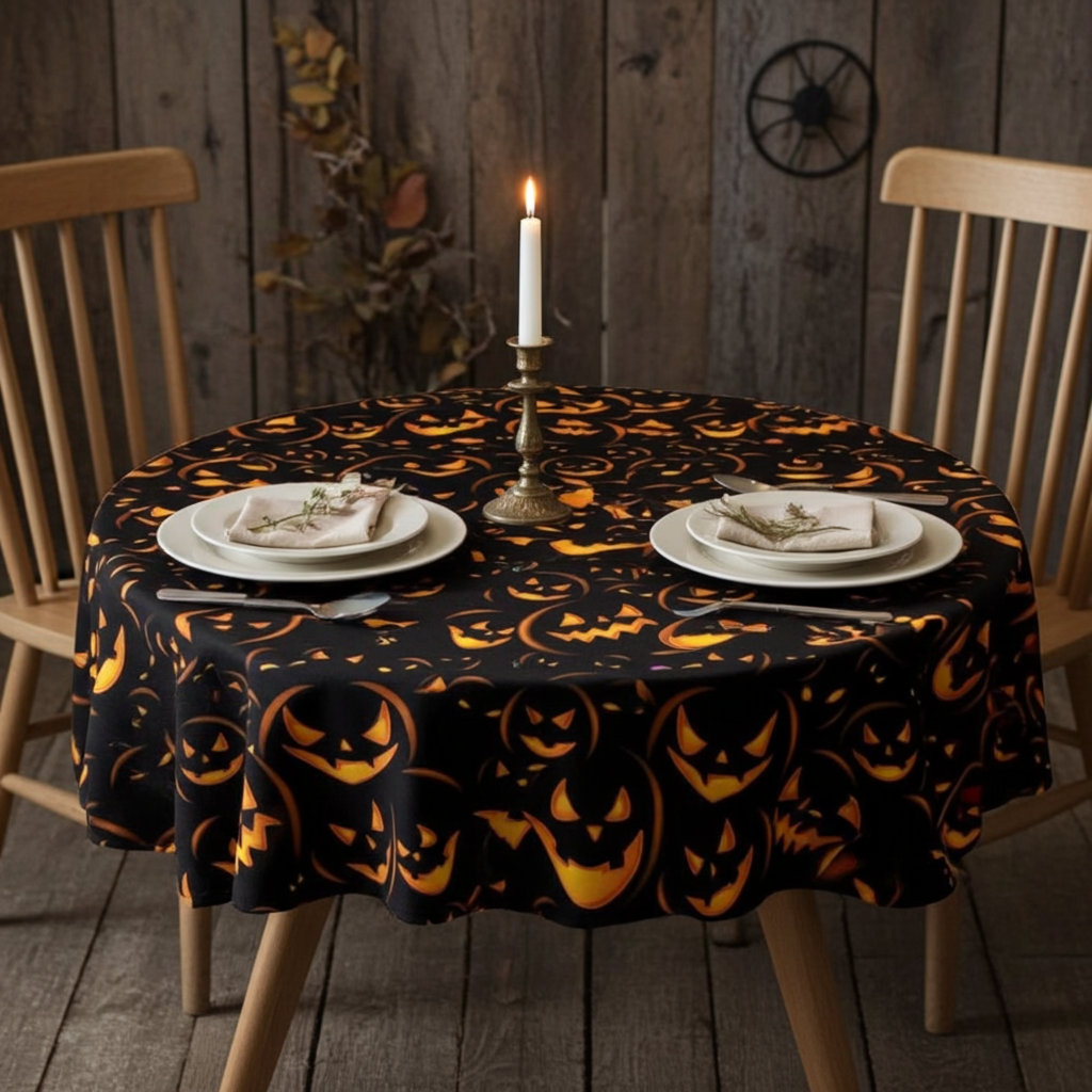 Spooky Lantern Pumpkins Halloween Tablecloth