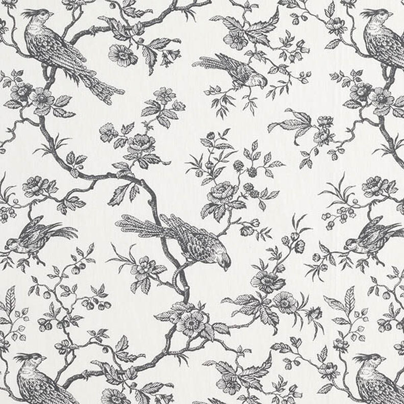 Toile de Jouy Birds Slate Grey Off White Tablecloth Available In Many Sizes