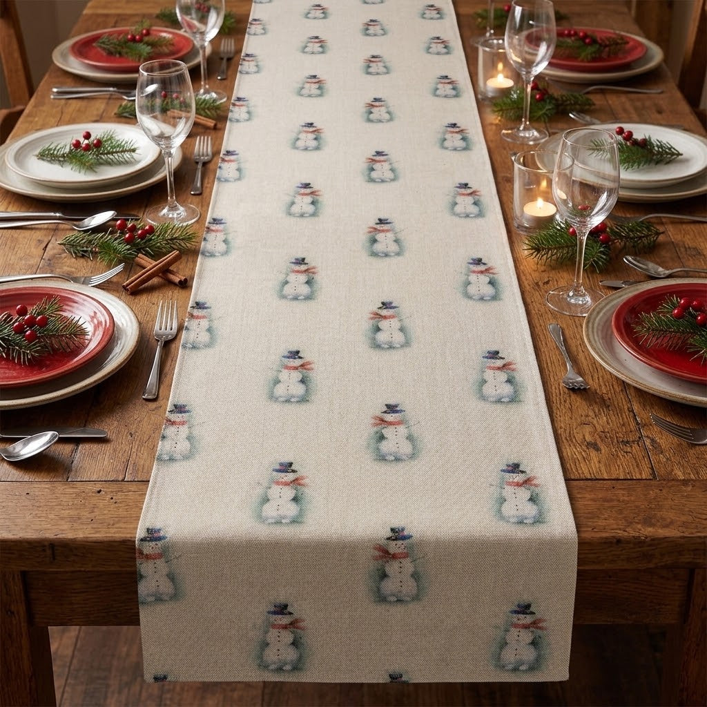 Tischläufer, Servietten mit springenden Hasen, Naturbeige-Design, Ostertischläufer, Größen: 91 cm, 122 cm, 137 cm, 152 cm, 163 cm, 183 cm, 213 cm, 244 cm, 264 cm, Handgefertigt aus 100 % Baumwolle