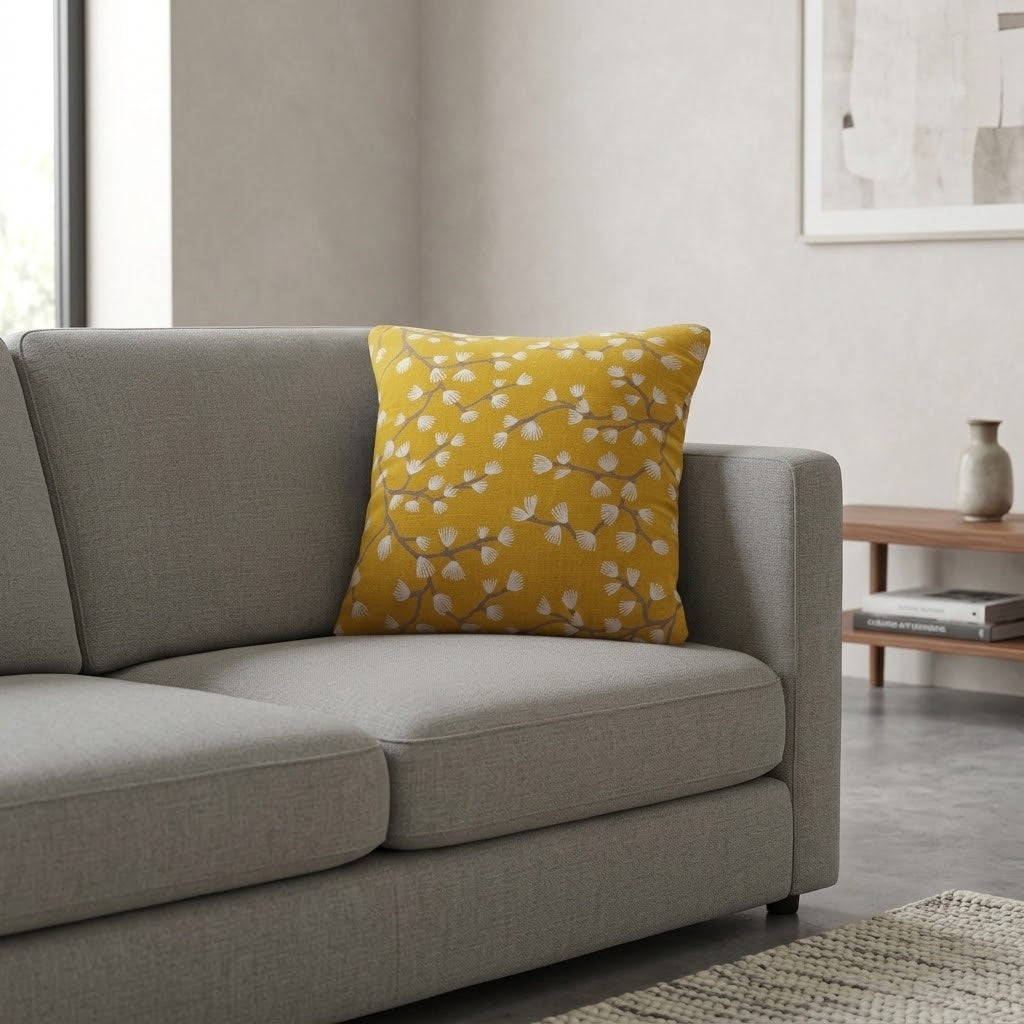 Ashley Wilde Myla Sunflower Cushion Cover, Cotton Throw Pillow, Handmade UK