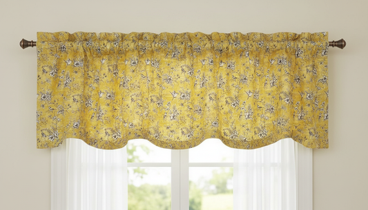 Finch Toile Buttercup Window Valance ,  Hideaway Curtain