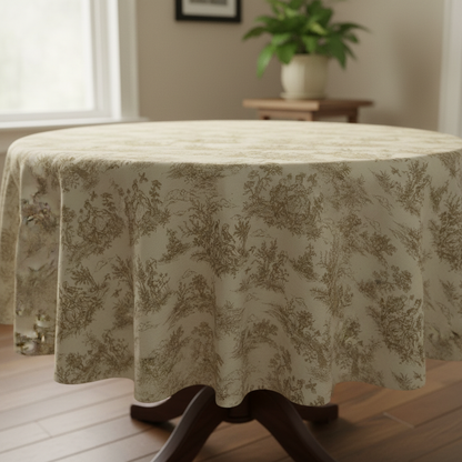 Toile de Jouy Tovaglia vintage beige francese