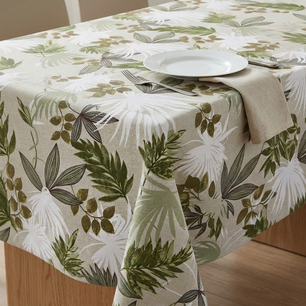 Amazon Pampas Green Leaves Tablecloth   , Round Tablecloth , Oval Tablecloth , Rectangle Tablecloth