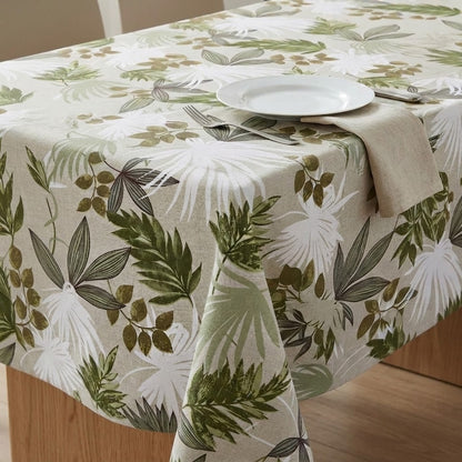 Amazon Pampas Green Leaves Tablecloth   , Round Tablecloth , Oval Tablecloth , Rectangle Tablecloth
