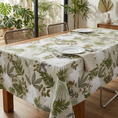 Amazon Pampas Green Leaves Tablecloth   , Round Tablecloth , Oval Tablecloth , Rectangle Tablecloth