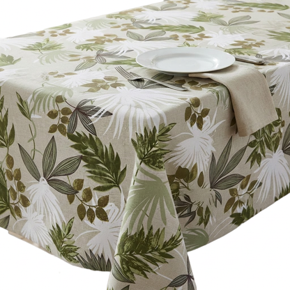 Amazon Pampas Green Leaves Tablecloth   , Round Tablecloth , Oval Tablecloth , Rectangle Tablecloth