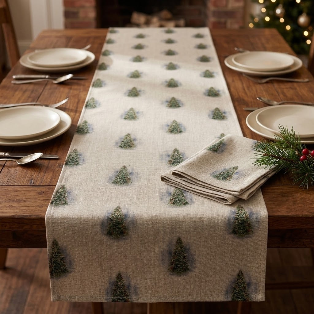 Luxuriöser Tischläufer mit Weihnachtsbaummotiv, erhältlich in verschiedenen Längen