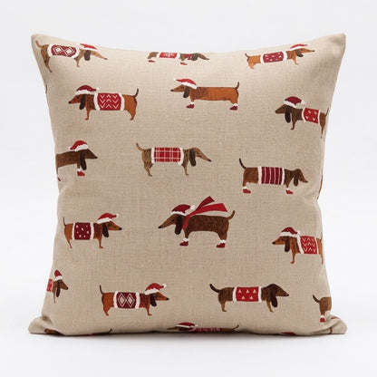 Christmas Cushion Cover Sausage Dog , Sausage Dog Pillow cover , Dogs  Pillow  , Cushion Cover UK  10" 12" 14" 16" 17" 18" 20" 22" 24" 26"