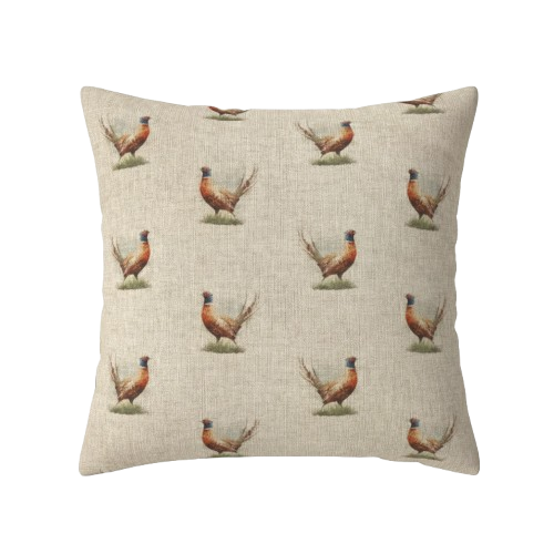 Kissenbezug in Beige mit rustikalem Fasanenmuster