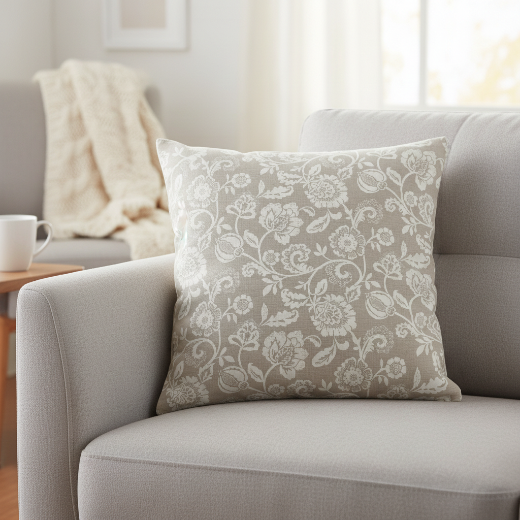 Eliza Tapestry Flowers Natural Cushion Cover