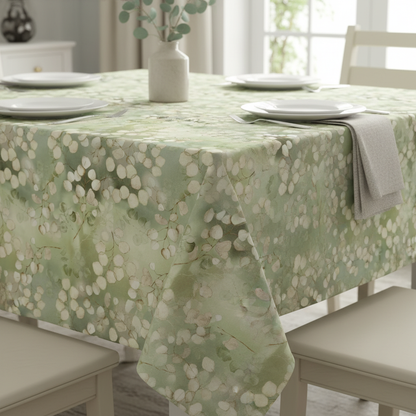 Lunaria Green Scandi Leaves Tablecloth