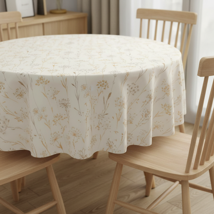 Dried Flowers Light Beige Tablecloth