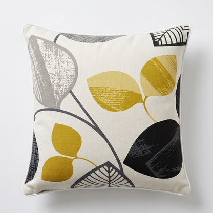 Autumn Leaf Black & Mustard Yellow Cushion Cover