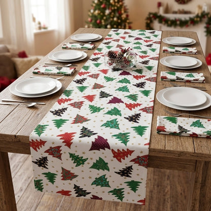 Runner da tavolo a forma di albero di Natale disponibile in varie lunghezze