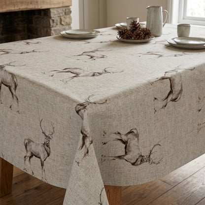 Christmas Stags Tablecloth , Glencoe Stags Tablecloth  , Festive Tablecloth , Round Oval Rectangle Tablecloth , Christmas Napkins