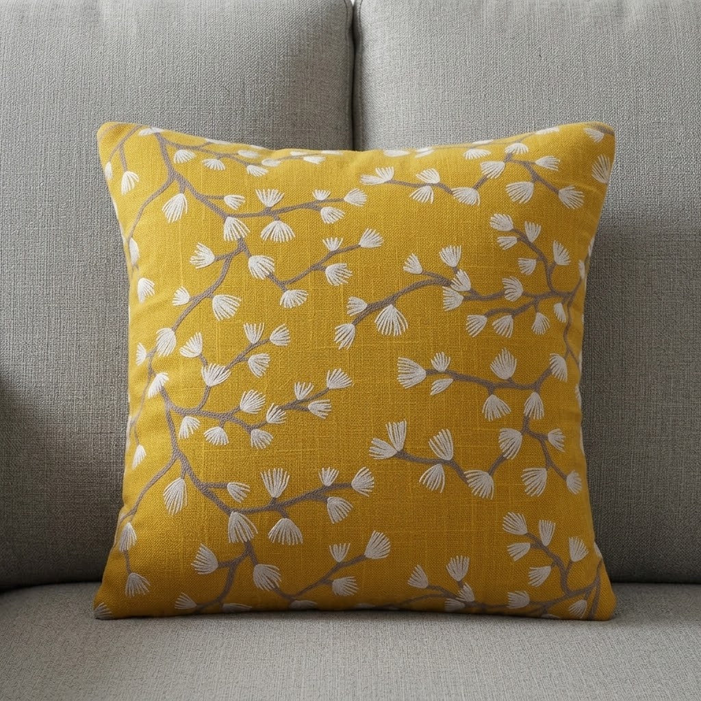 Ashley Wilde Myla Sunflower Cushion Cover, Cotton Throw Pillow, Handmade UK