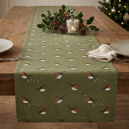 Sophie Allport Robin Green Christmas Table Runner