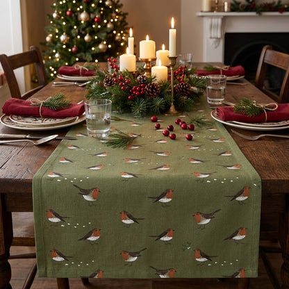 Sophie Allport Robin Green Christmas Table Runner