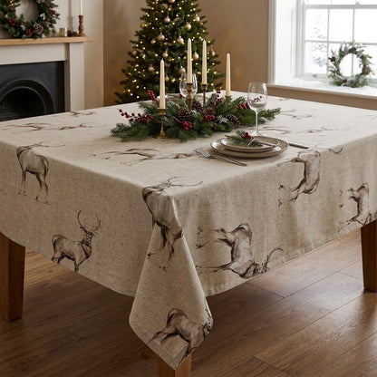 Christmas Stags Tablecloth , Glencoe Stags Tablecloth  , Festive Tablecloth , Round Oval Rectangle Tablecloth , Christmas Napkins