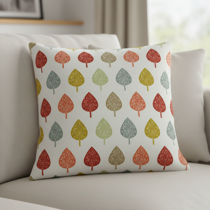 Symmetrical Leaf Leaves Burnt Orange  Cushion Cover