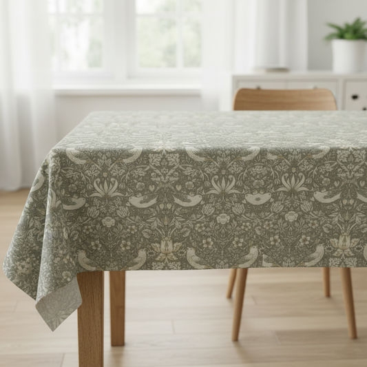 William Morris Strawberry Thief Natural Coated Tablecloth