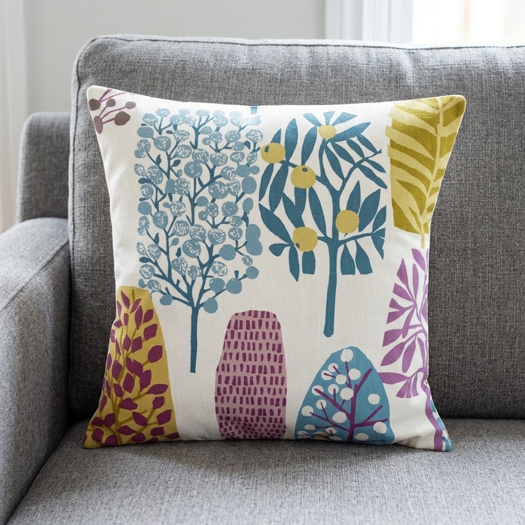 Tree Blossom Trad Heather Purple Olive Cushion Cover