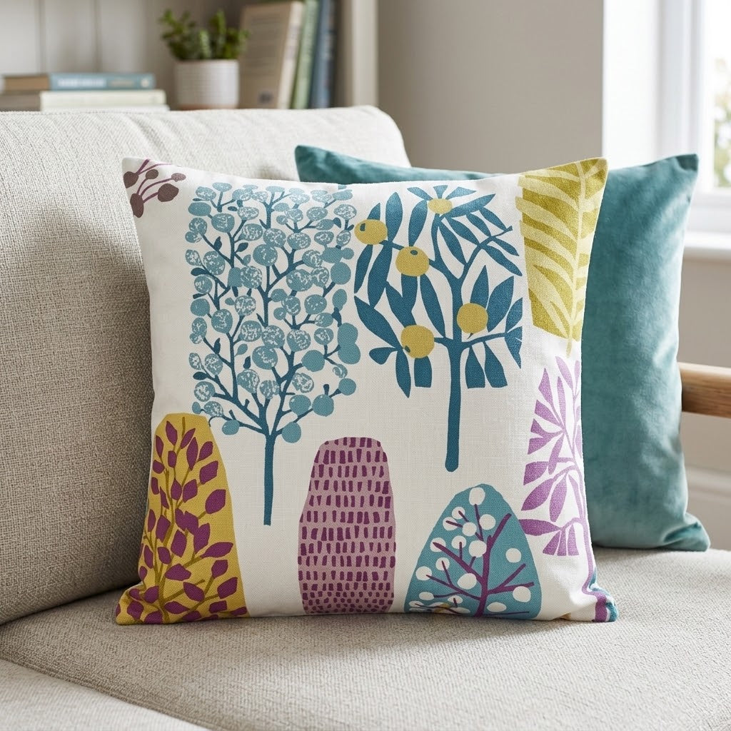 Tree Blossom Trad Heather Purple Olive Cushion Cover