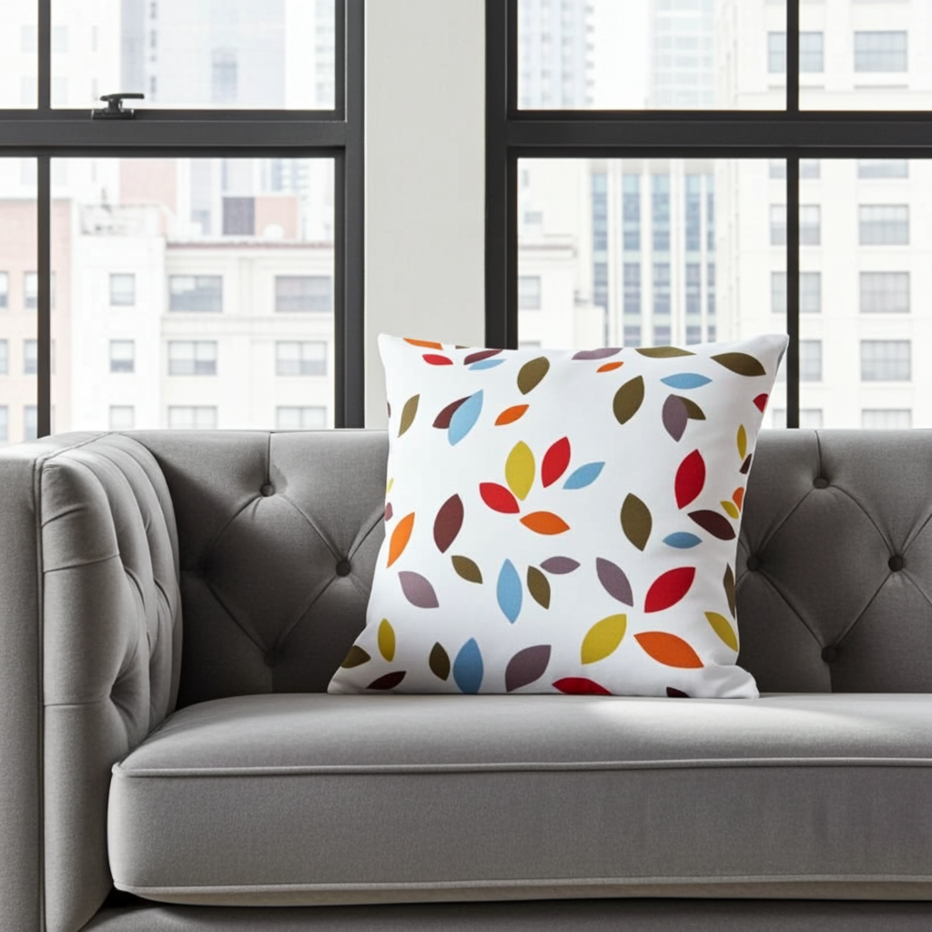 Vibrant Scattered Leaves Cushion Cover