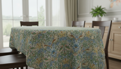 William Morris Strawberry Thief Blanc Coated Tablecloth