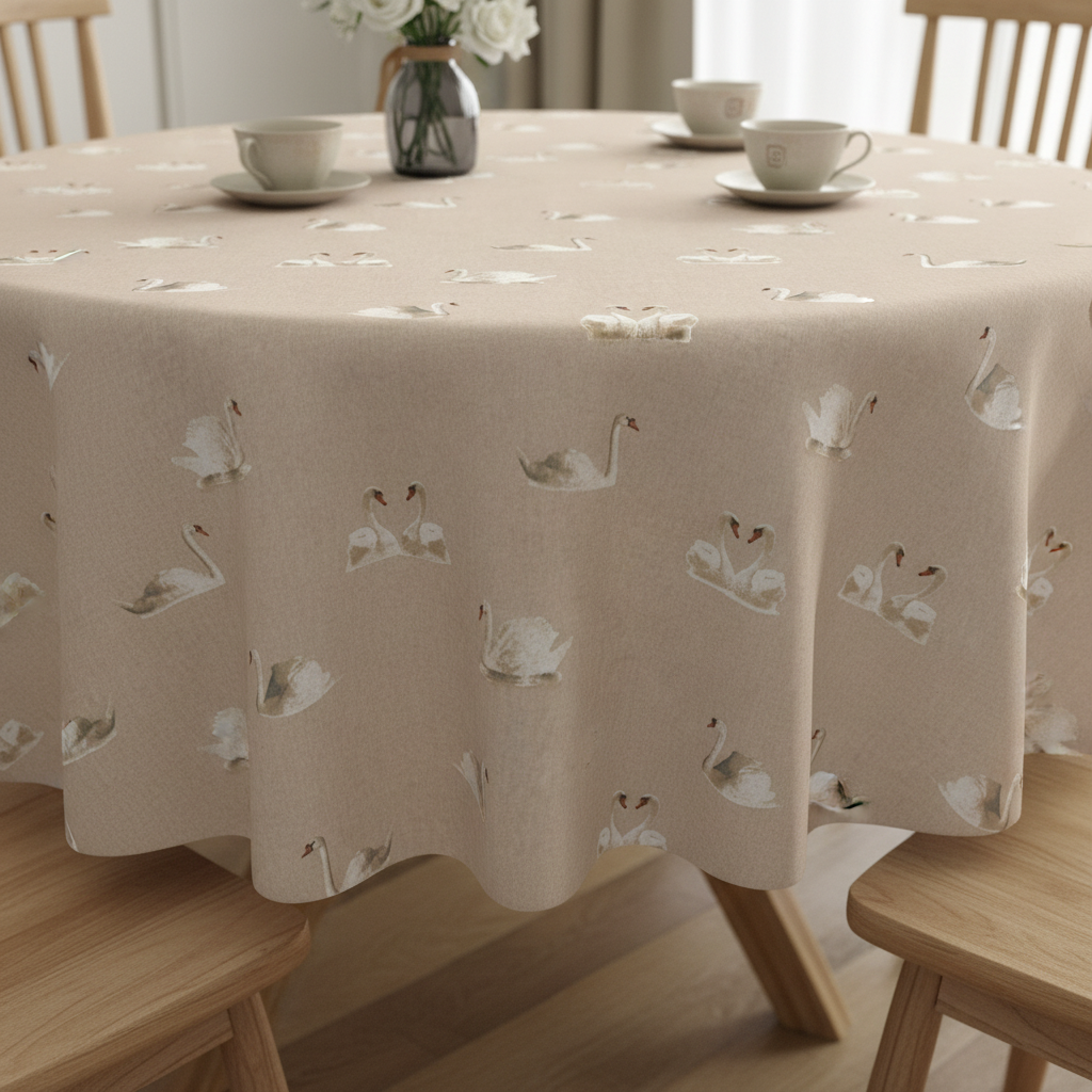 Swans Wildlife Natural Tablecloth