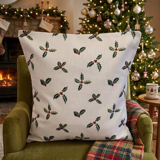 Sophie Allport Holly & Berry Christmas Cushion Cover