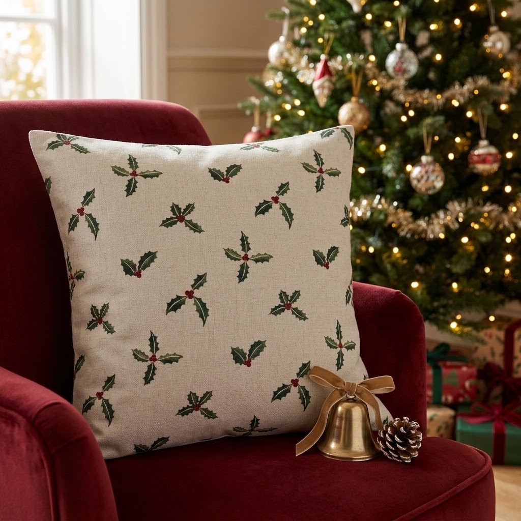 Sophie Allport Kissenbezug „Stechpalme und Beeren“
