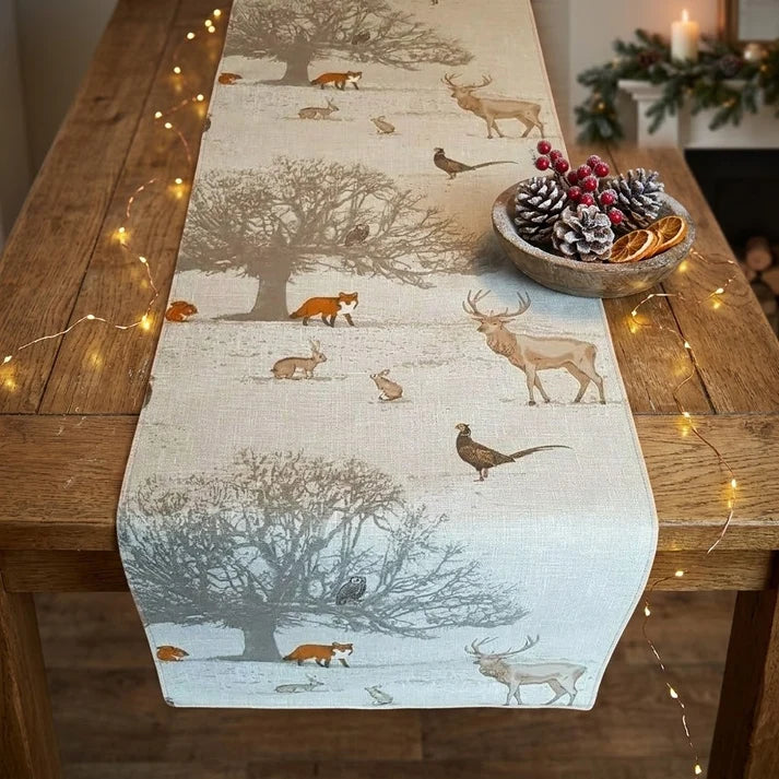 Stags Wildlife Tatton Autumn Christmas Table Runner Napkins