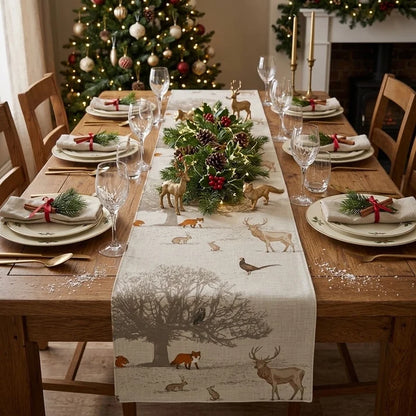 Stags Wildlife Tatton Autumn Christmas Table Runner Napkins