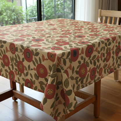 Scandi Floral Burnt Umber Tablecloth