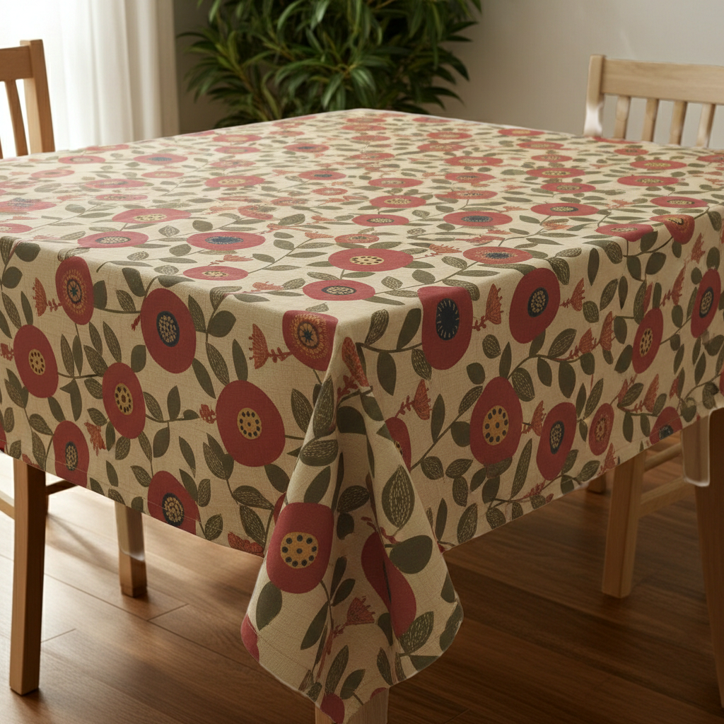 Scandi Floral Burnt Umber Tablecloth