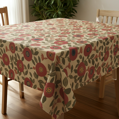 Scandi Floral Burnt Umber Tablecloth