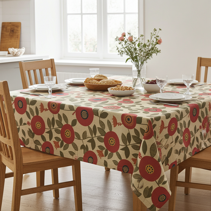 Scandi Floral Burnt Umber Tablecloth
