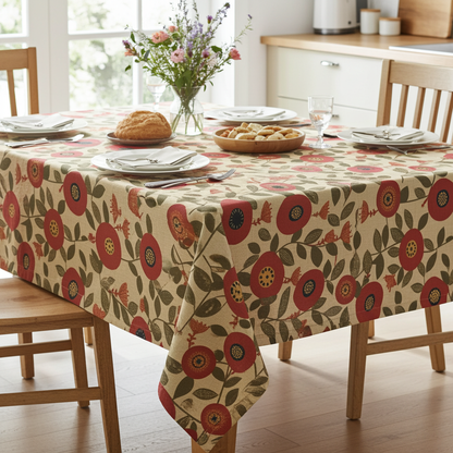 Scandi Floral Burnt Umber Tablecloth