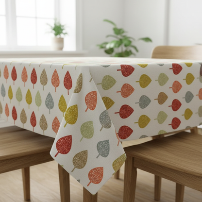 Tischdecke mit symmetrischem Blattmuster in gebranntem Orange