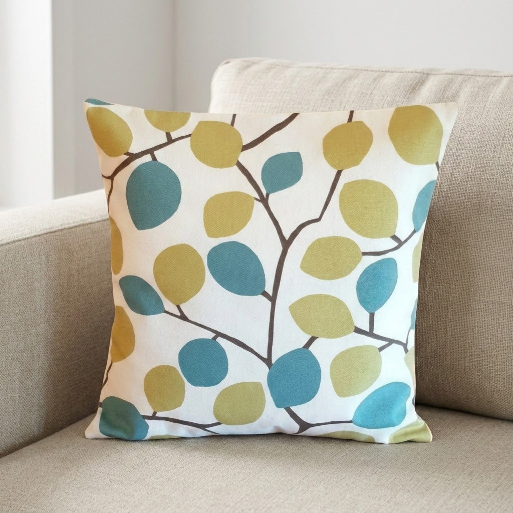 Nissa Wasabi Green & Blue Leaf Cushion Cover
