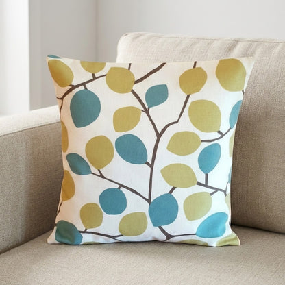 Nissa Wasabi Green & Blue Leaf Cushion Cover