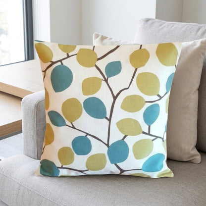 Nissa Wasabi Green & Blue Leaf Cushion Cover