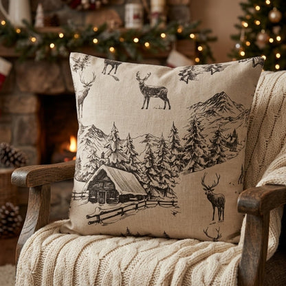 Winter Woodland Stag Christmas Cushion Cover