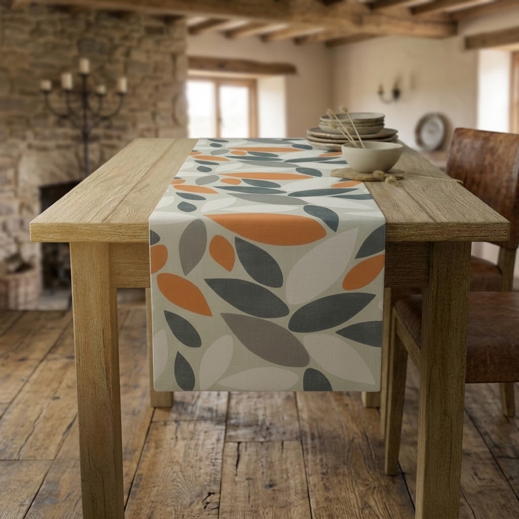 Pimlico Orange Mango Leaves Table Runner