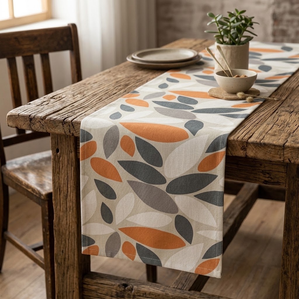 Pimlico Orange Mango Leaves Table Runner