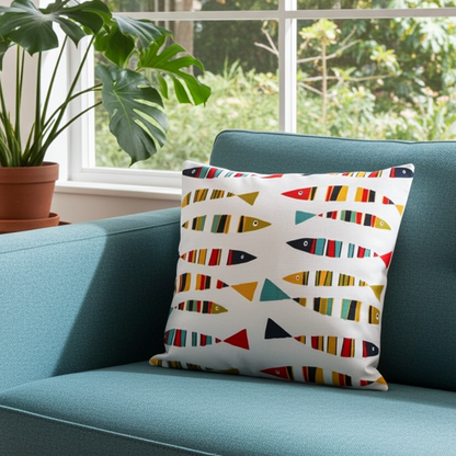 Vibrant Sardines Fish Tutti Frutti Cushion Cover